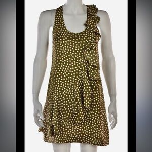 Y2k Ali ro silk ruffle polka dot dress 4 $200 boho formal party cocktail fall